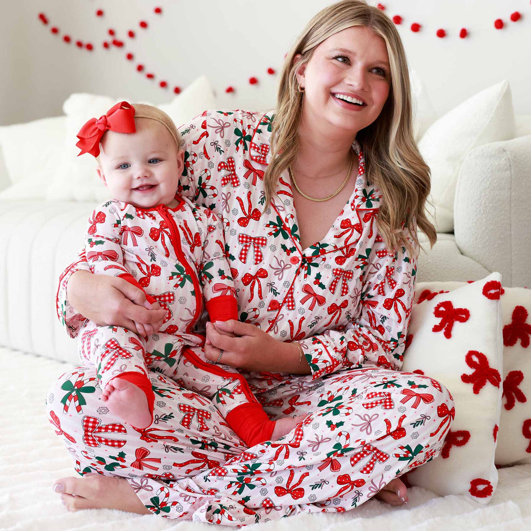 christmas bow flare lounge set for women 