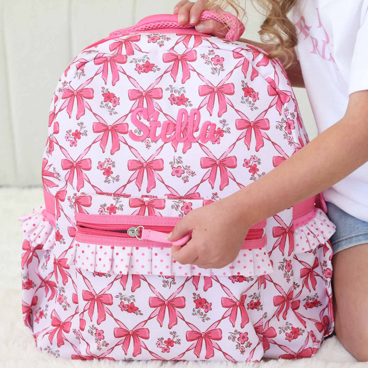 bow besties embroidered backpack for girls 
