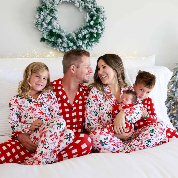 bow what fun and checking it twice family matching christmas pajamas 