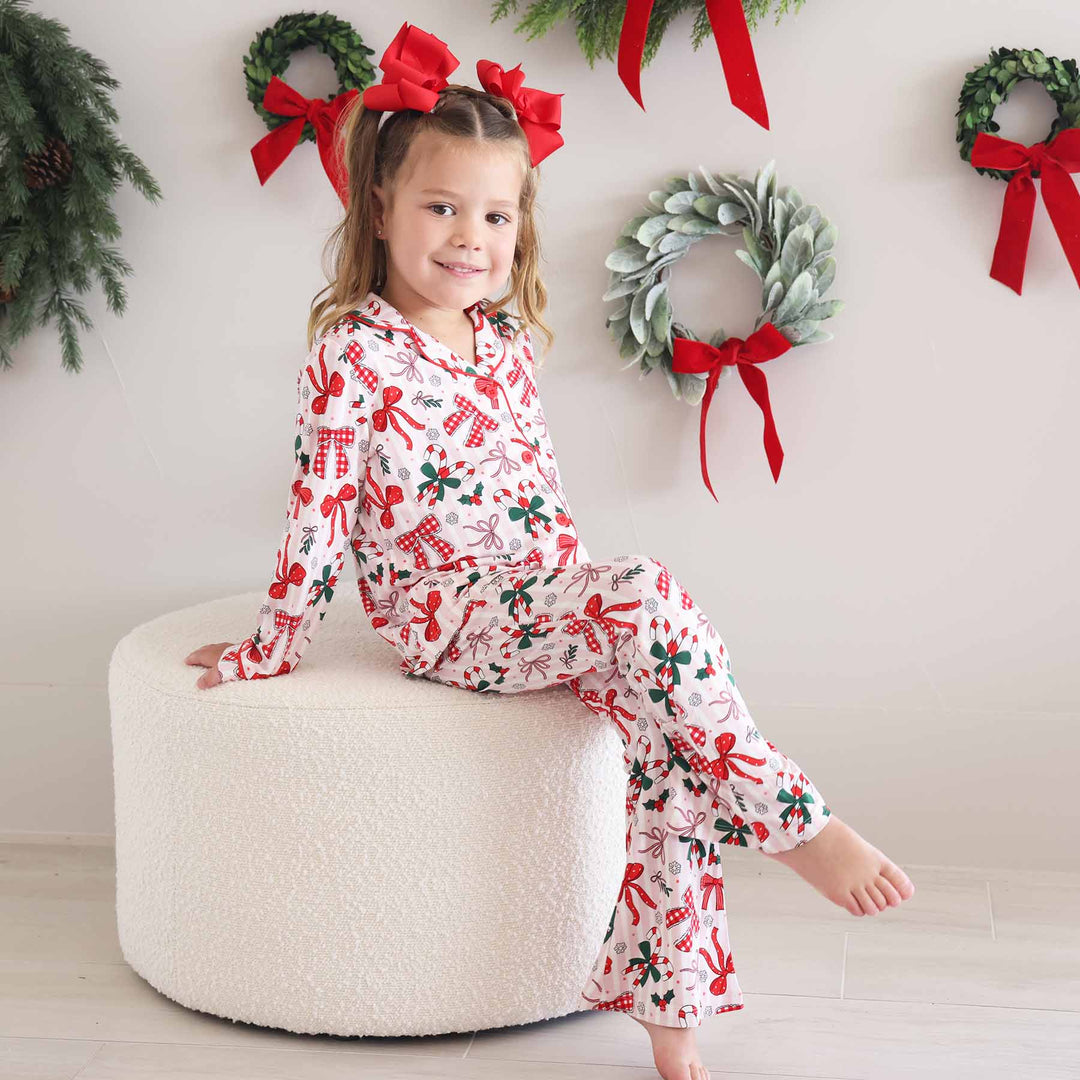 Girl's Two Piece Flare Lounge Set | Bow What Fun