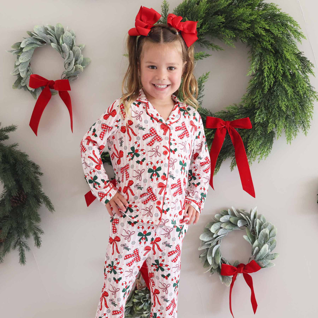 bow what fun christmas pajamas flare lounge set