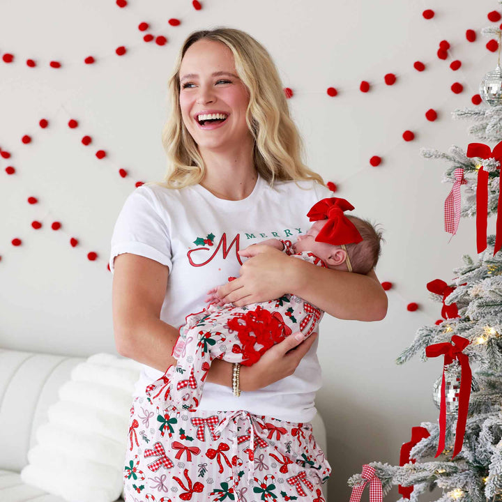 bow graphic tee for women merry mama 