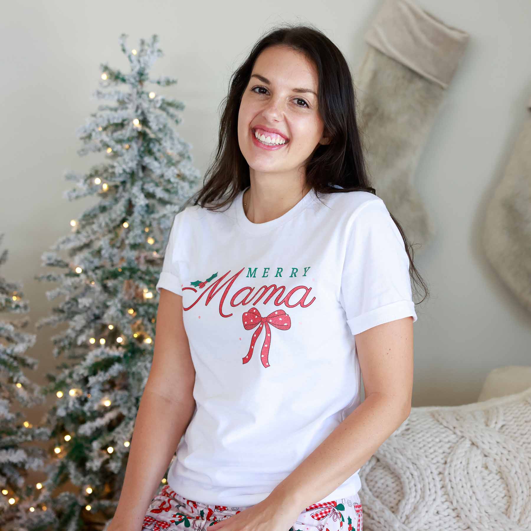 Merry Mama Graphic Tee | White