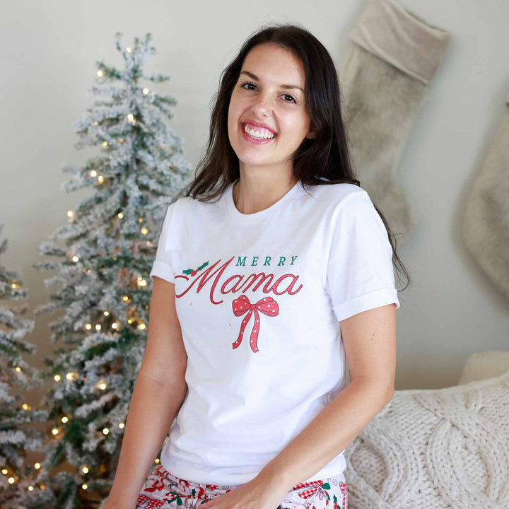 red bow graphic tee for women merry mama 