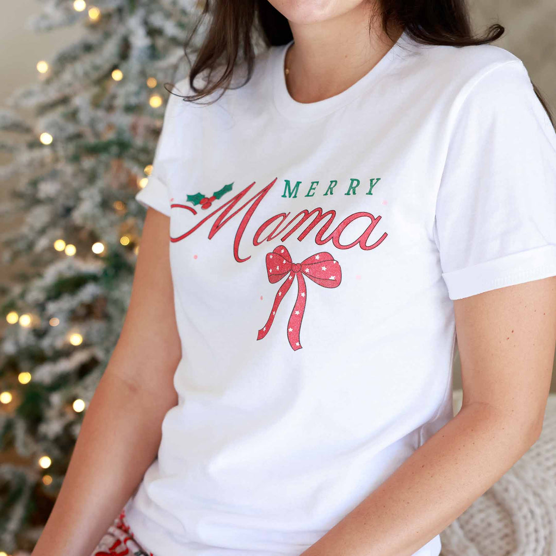 bow airlume cotton graphic tee for moms merry mama 