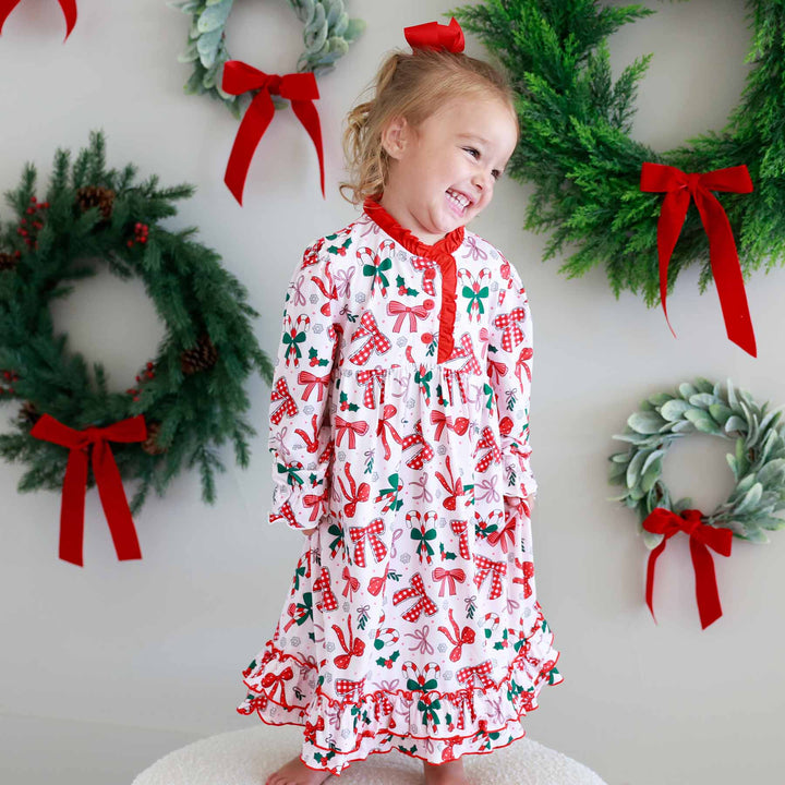 bow what fun christmas nightgown for kids 