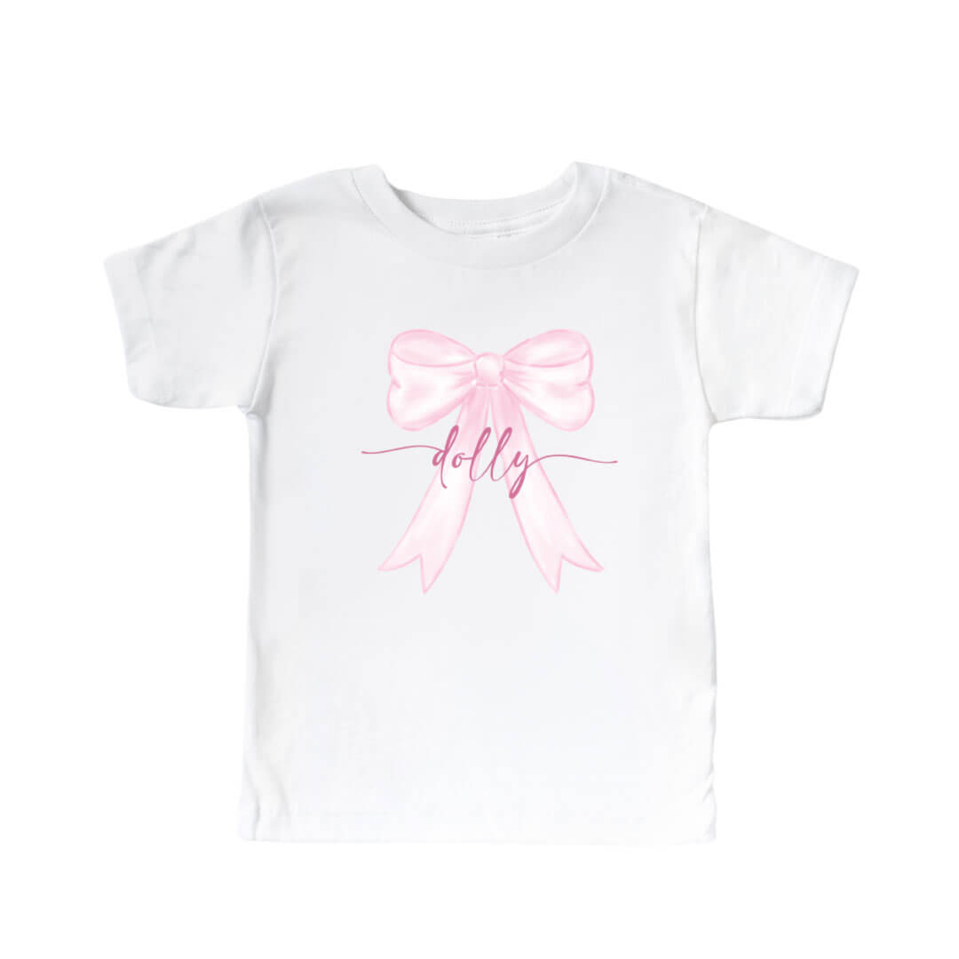 personalized kids graphic tee with bow 