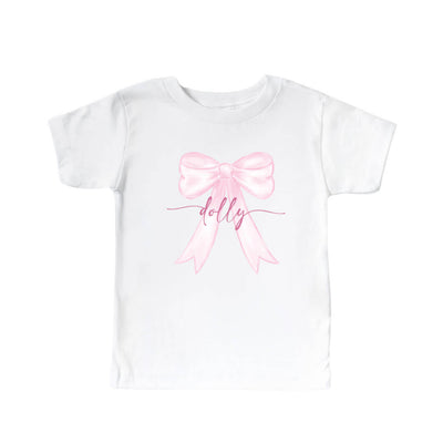 personalized kids graphic tee with bow 