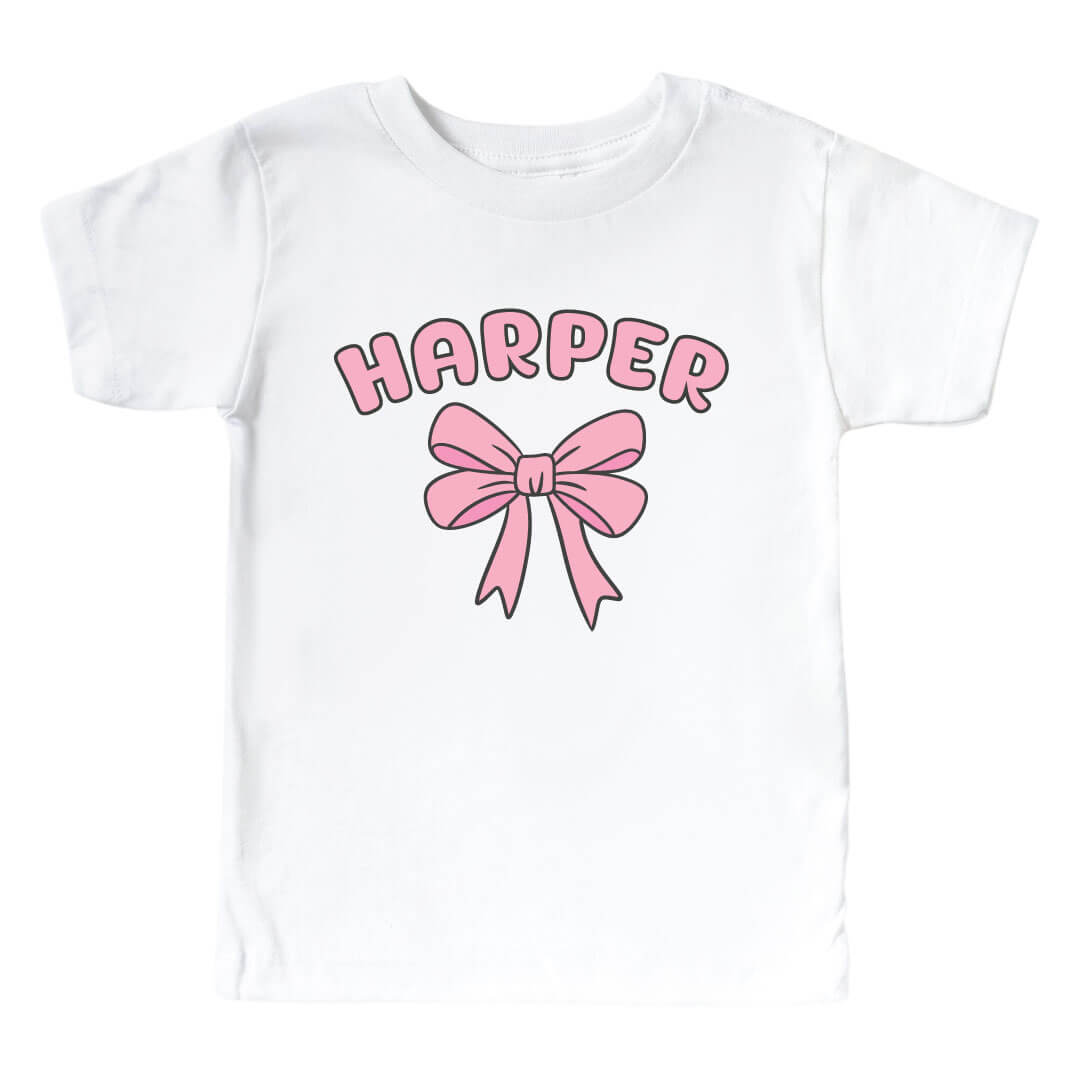 bow shirt personalized graphic tee for kids 