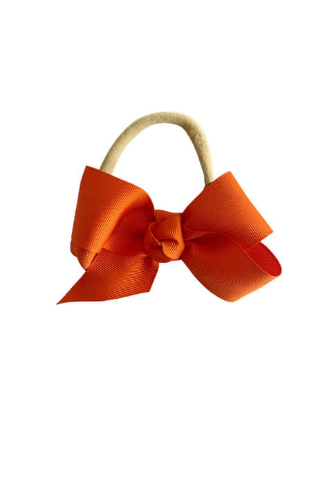 pumpkin orange ribbon bow headband 