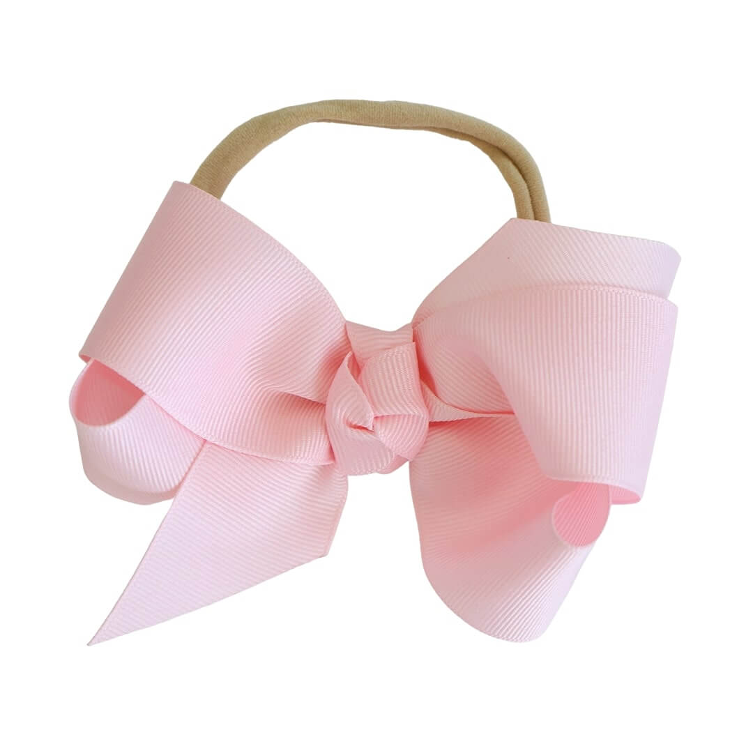 light pink ribbon bow headband 