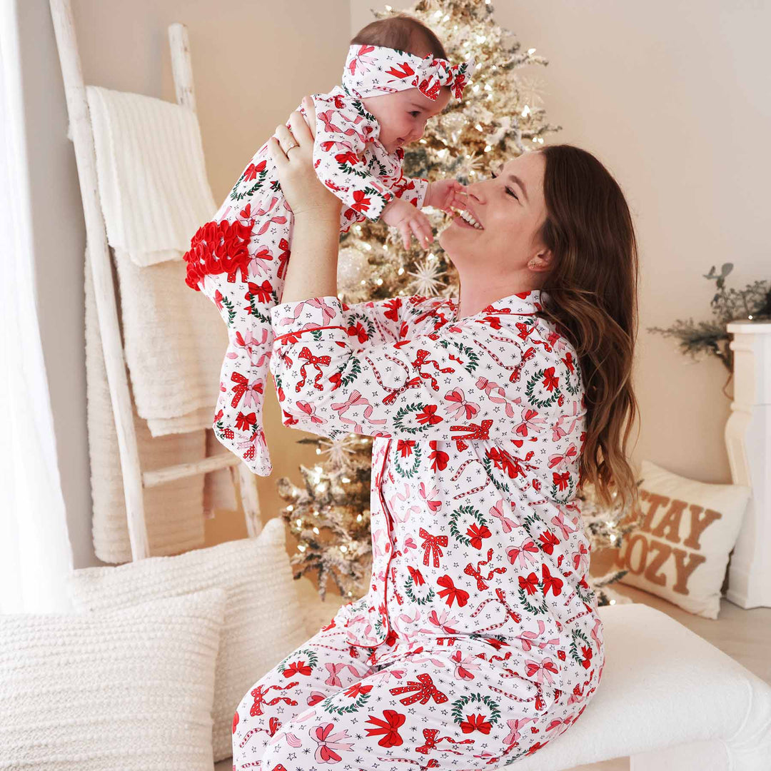 wrapped in a bow women's two piece pajama set 