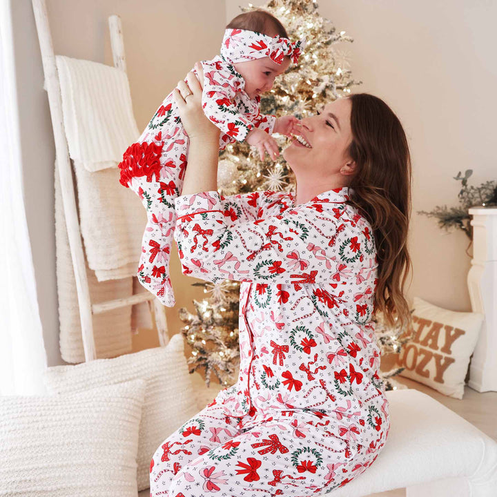 wrapped in a bow women's two piece pajama set 