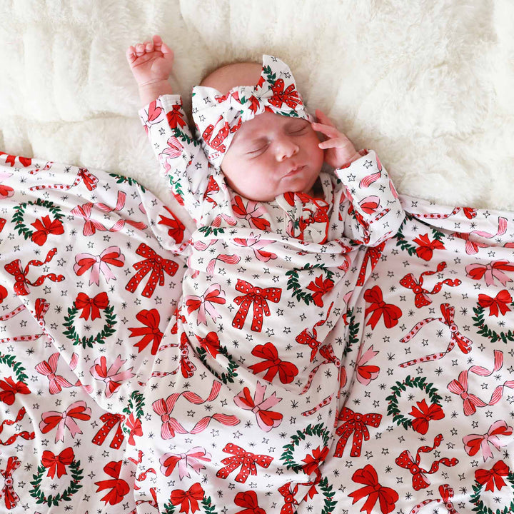 baby christmas bow headwrap 