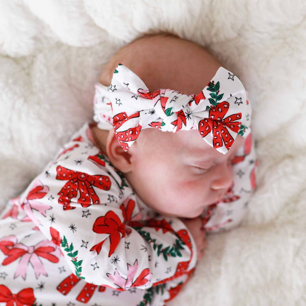 wrapped in a bow headwrap for babies 