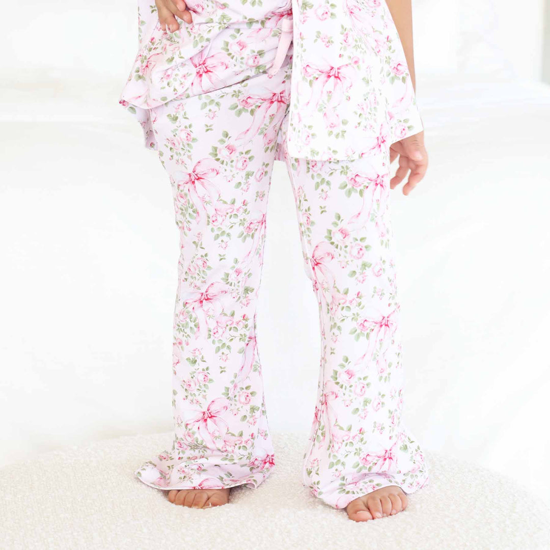 flare lounge pajama pants for girls bows in bloom 