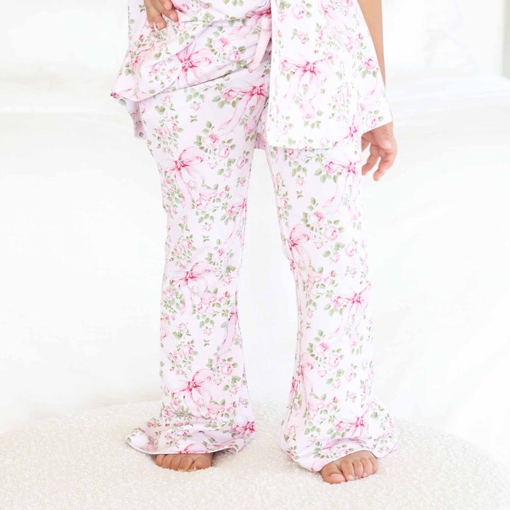 flare lounge pajama pants for girls bows in bloom 