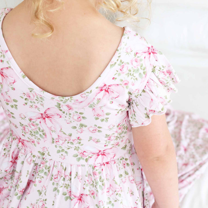 bows in bloom short ruffle sleeve dress for girls 