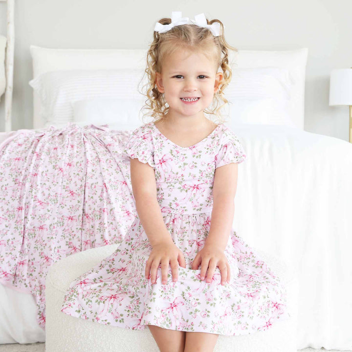bows in bloom girls short ruffle sleeve dress 