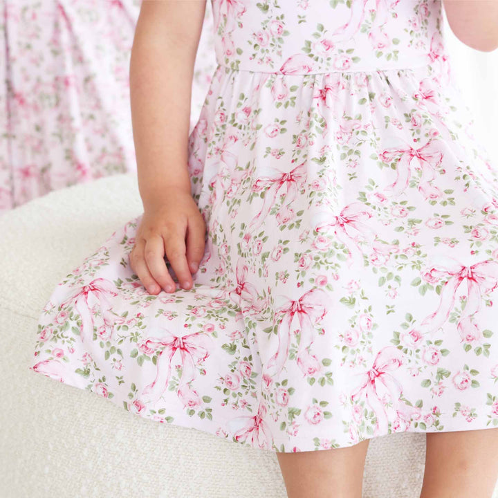 bows in bloom mid length dress for girls 
