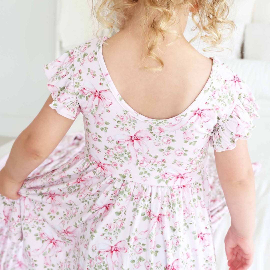 bows in bloom scoop back casual dress for girls 