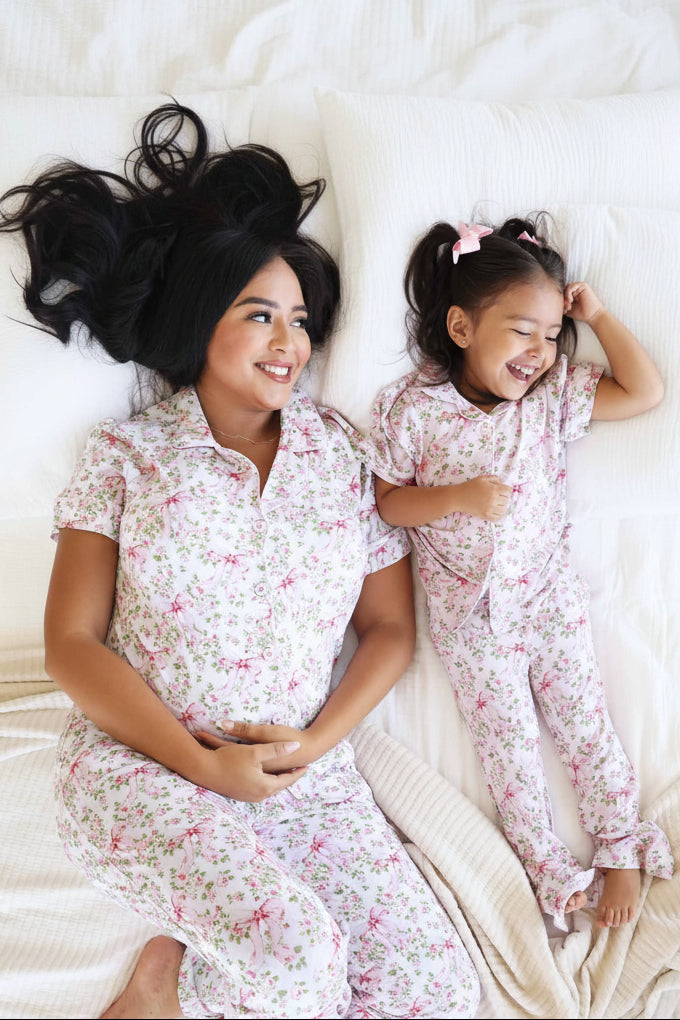 mommy and me matching pajamas bows in bloom 
