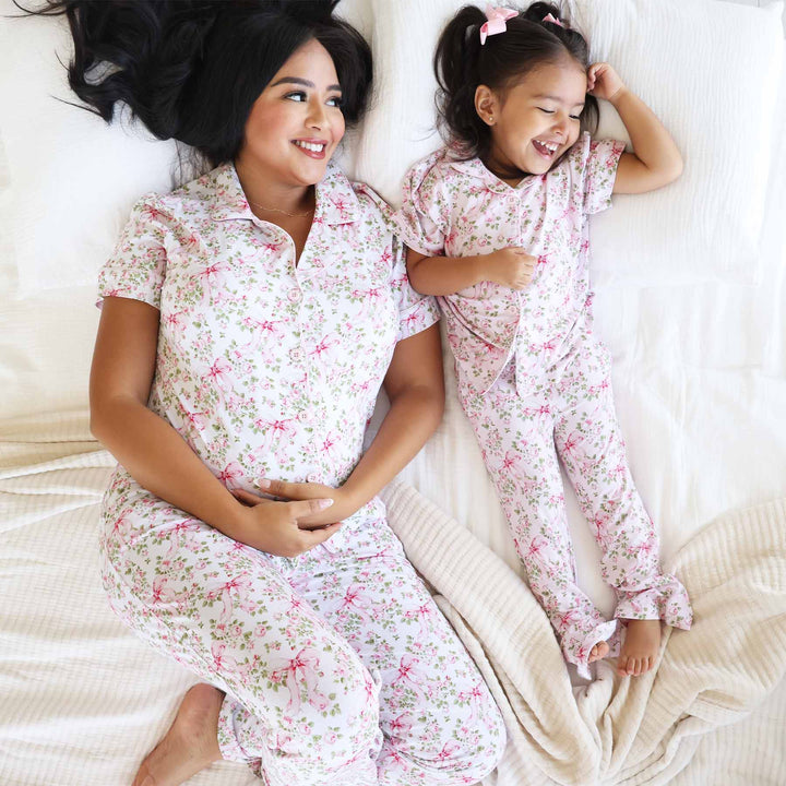 mommy and me matching pajamas bows in bloom 