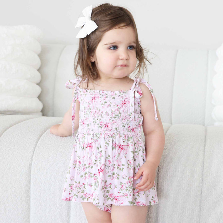 baby and toddler girls bow shoulder skirt bodysuit 
