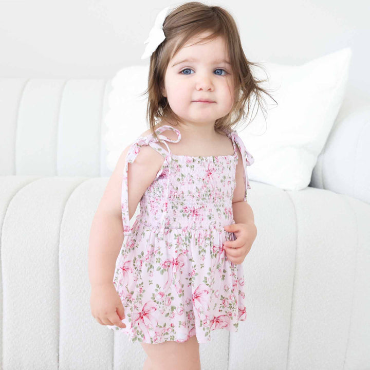 bows in blooms girls smocked bodysuit 