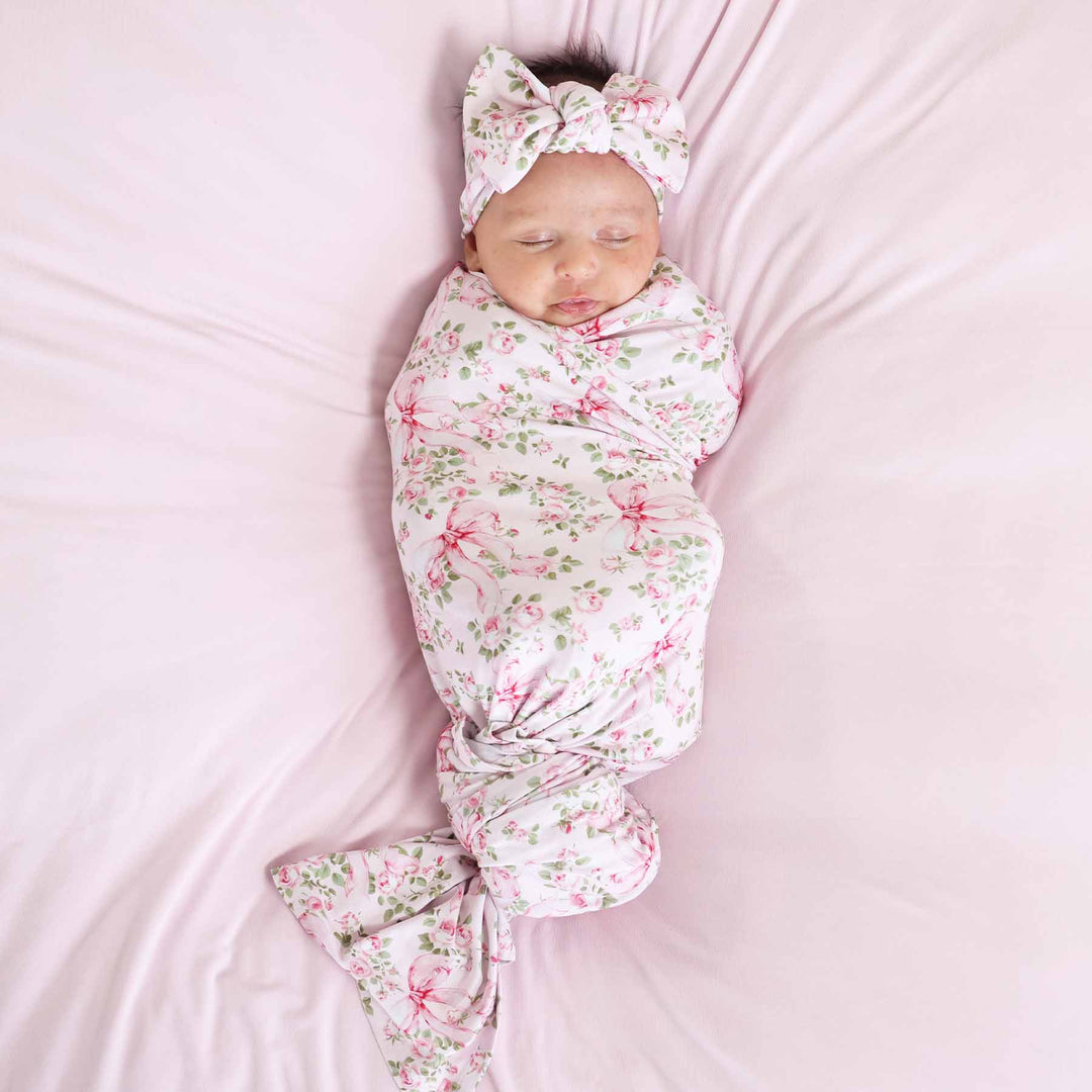 bows in blooms oversized swaddle blanket for newborn girls 