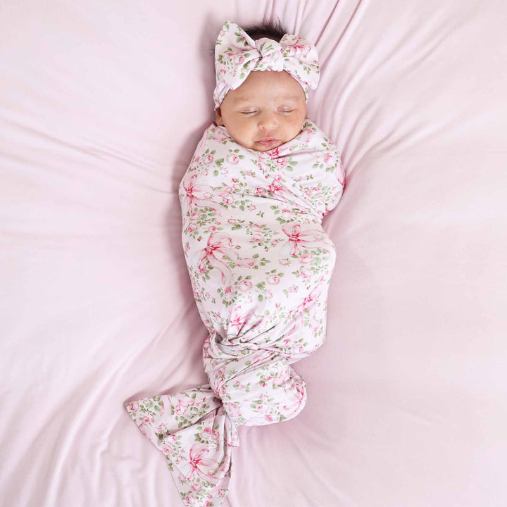 bows in blooms oversized swaddle blanket for newborn girls 