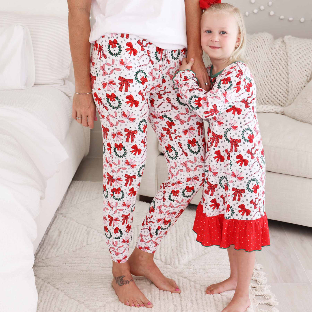 christmas bow jogger pants for adults 