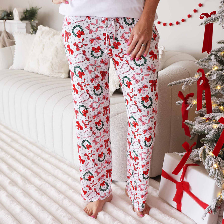 wrapped in a bow personalized adult pajama pants 