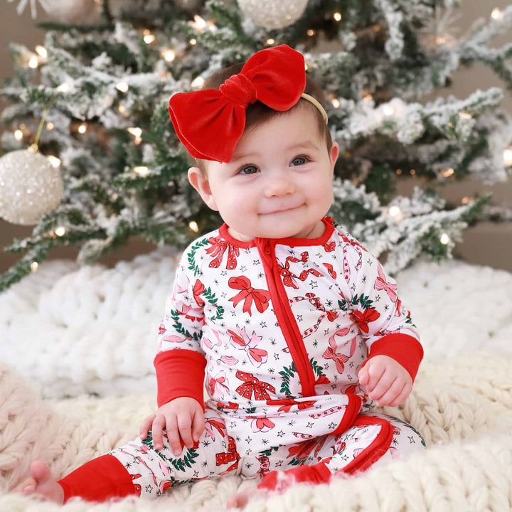 baby convertible zip romper pajama with wreaths 