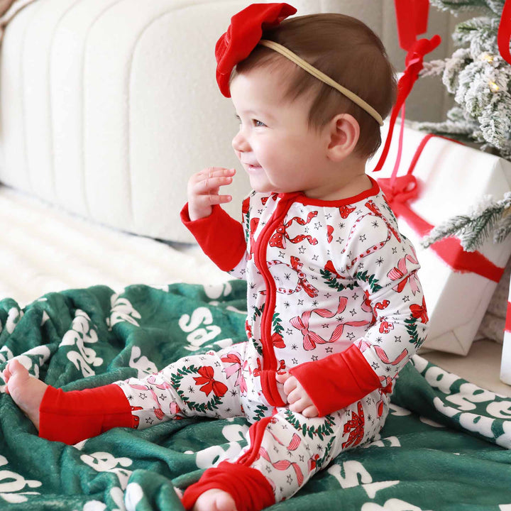 wreath convertible zip romper for babies