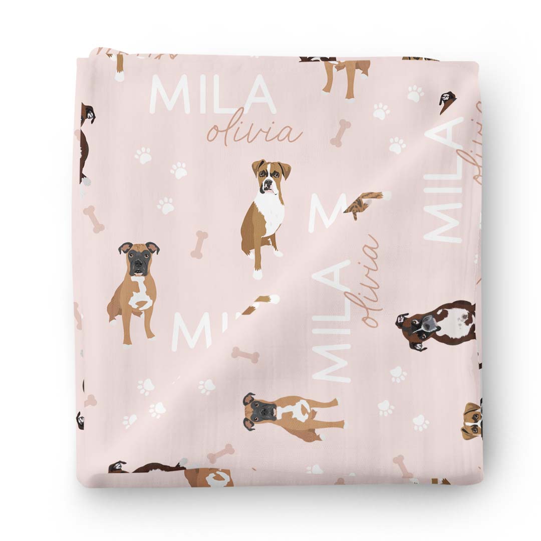 personalized swaddle blanket pink with boxers