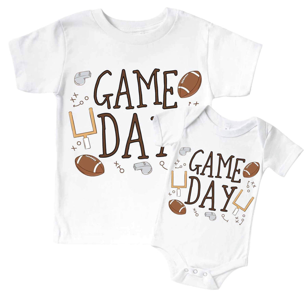game day football graphic tee and bodysuit