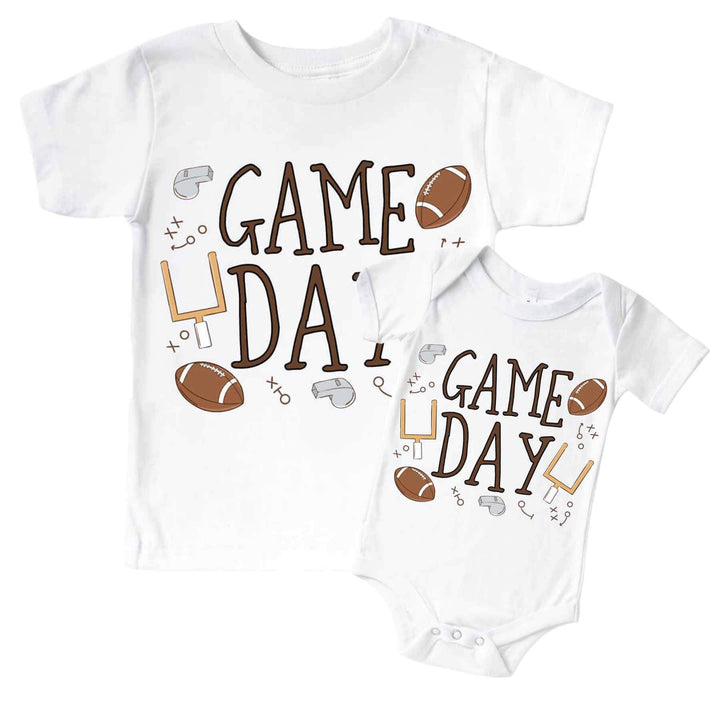 game day football graphic tee and bodysuit