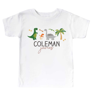 personalized neutral happy dino kids graphic tee 