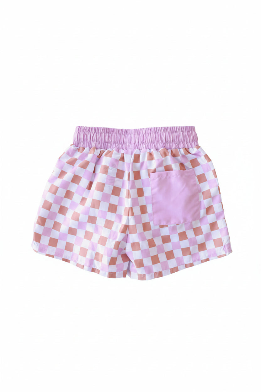 pink and orange checkered trunks for boys