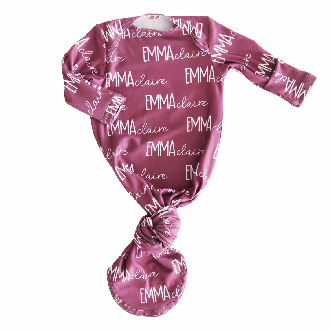 personalized boysenberry knot gown only