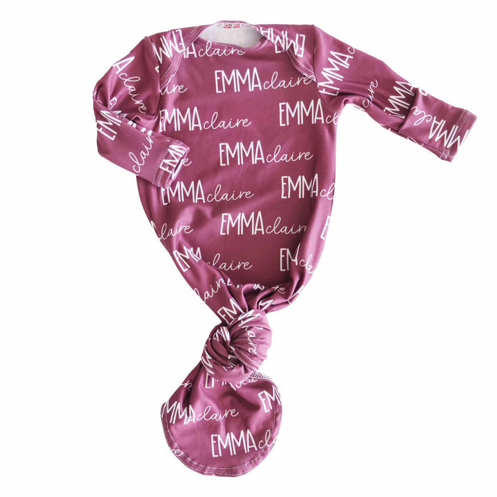 personalized boysenberry knot gown only