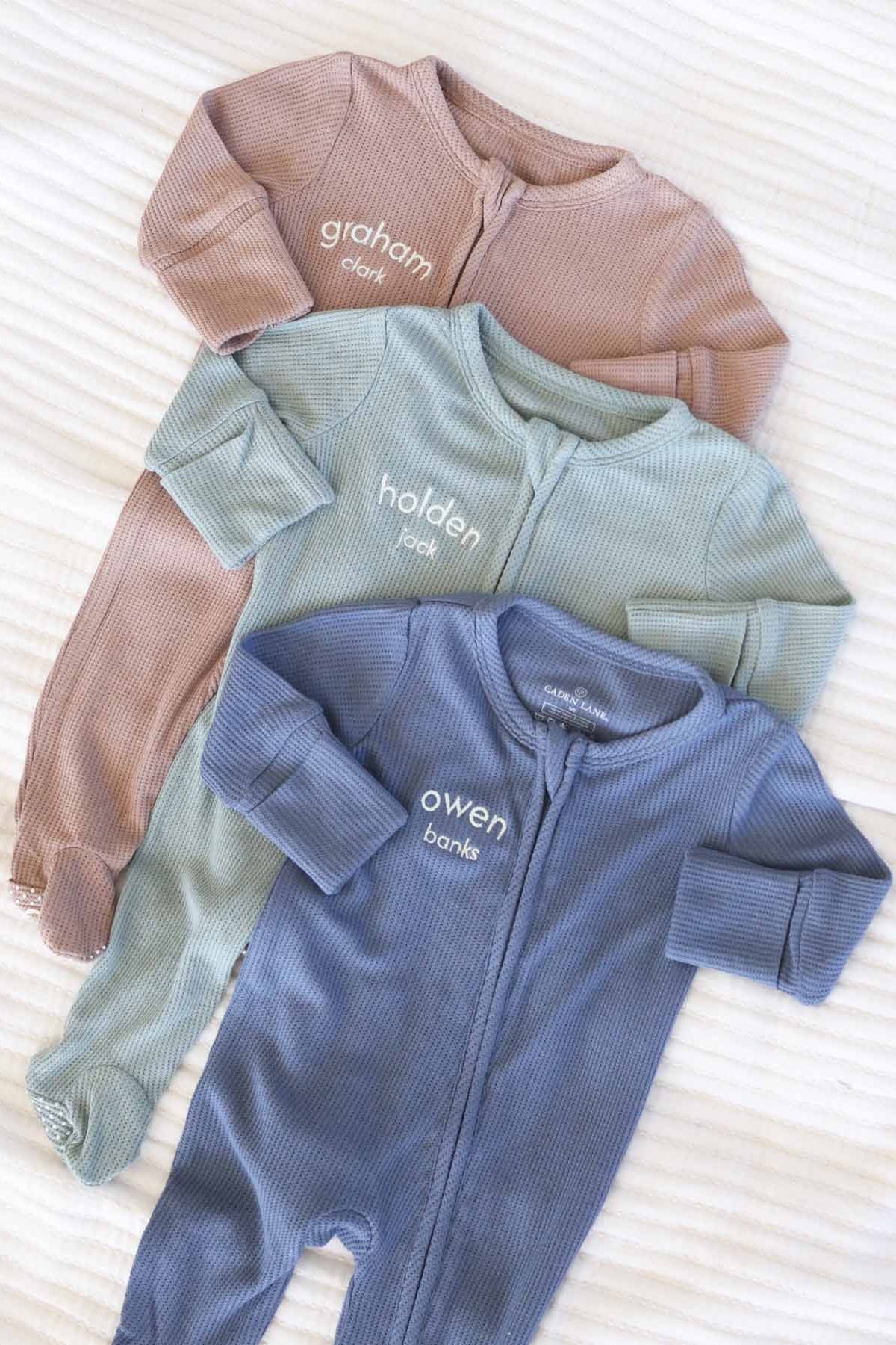 Embroidered Bamboo Waffle Zipper Footie | Mountain Haze