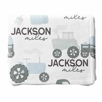 tractor personalized toddler blanket 