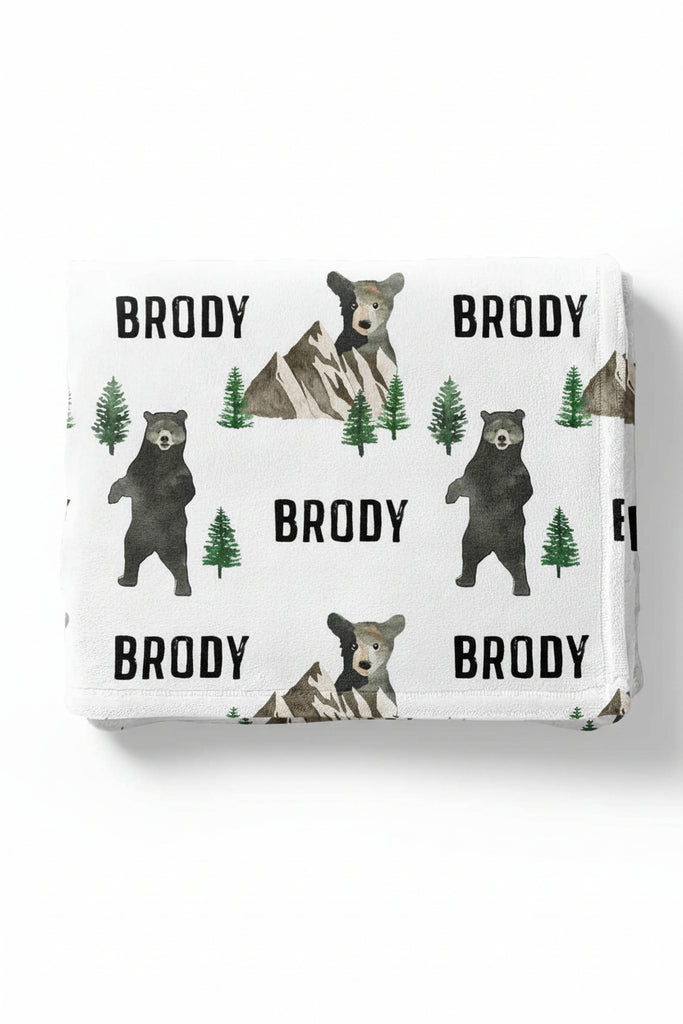 Brodys Bear & Mountain Personalized Blanket