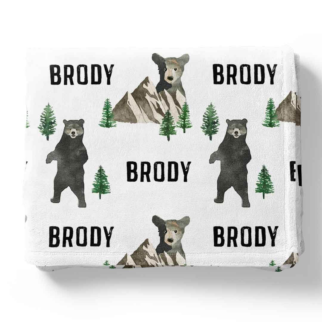 brody's bear and mountain personalized toddler blanket 
