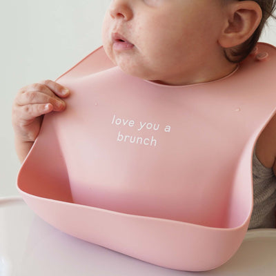 love you a brunch silicone baby bib pink 
