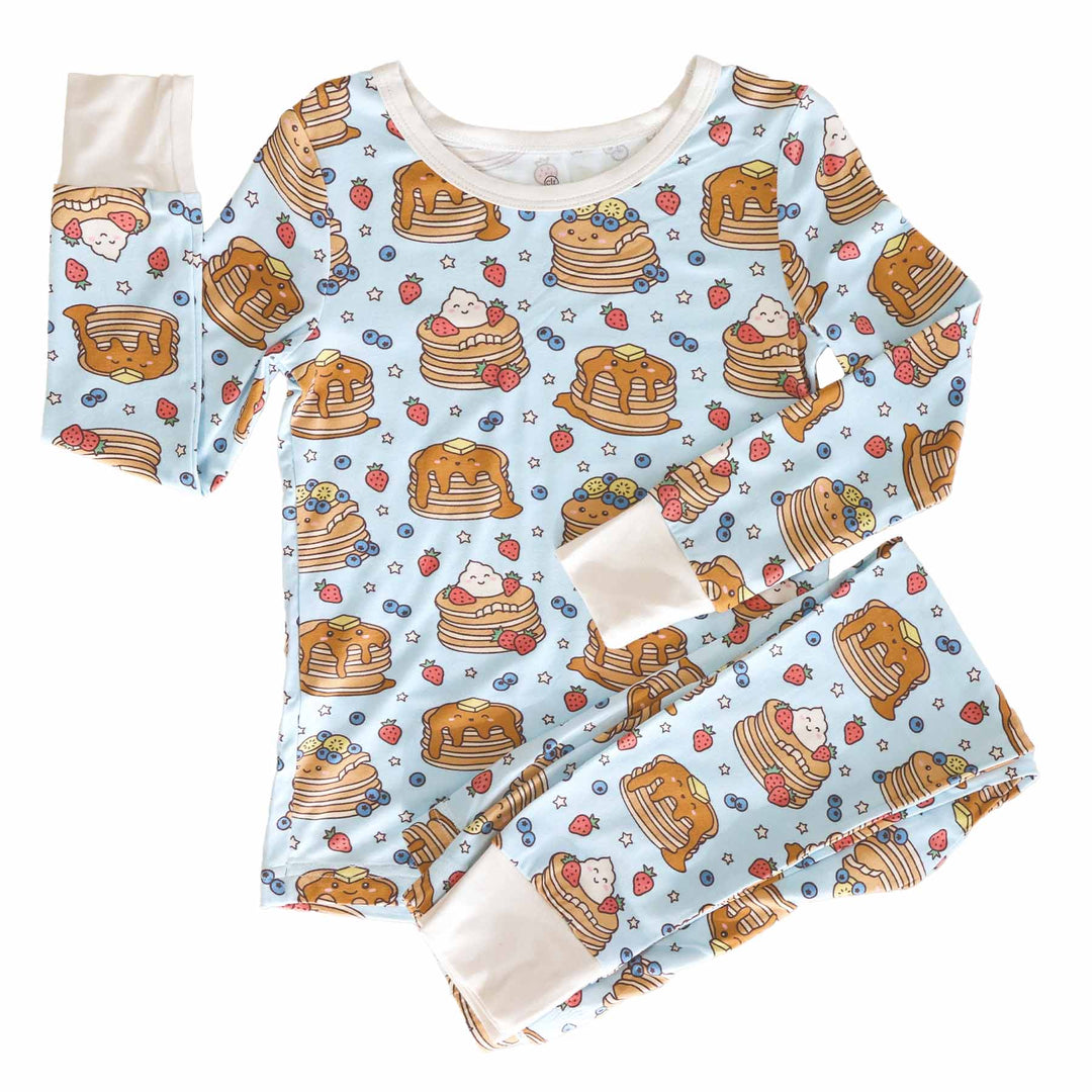 pancake two piece pajama set for kids 
