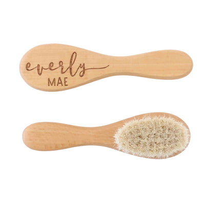 personalized wooden baby brush sweet script 