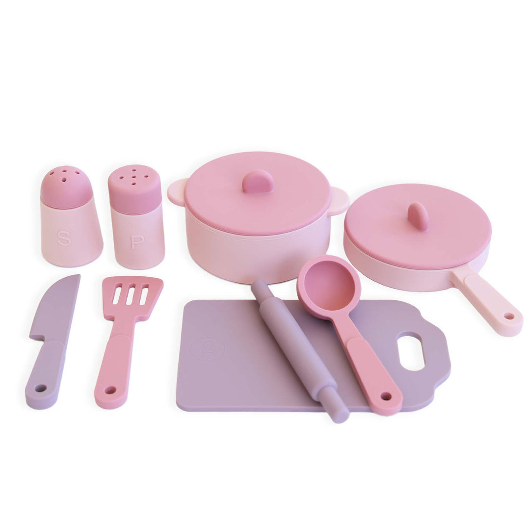 pink and purple play kitchen set for kids